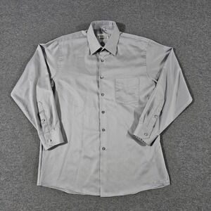 Geoffrey Beene Mens Regular Dress Shirt Gray Wrinkle Free 16 32/33 Long Sleeve